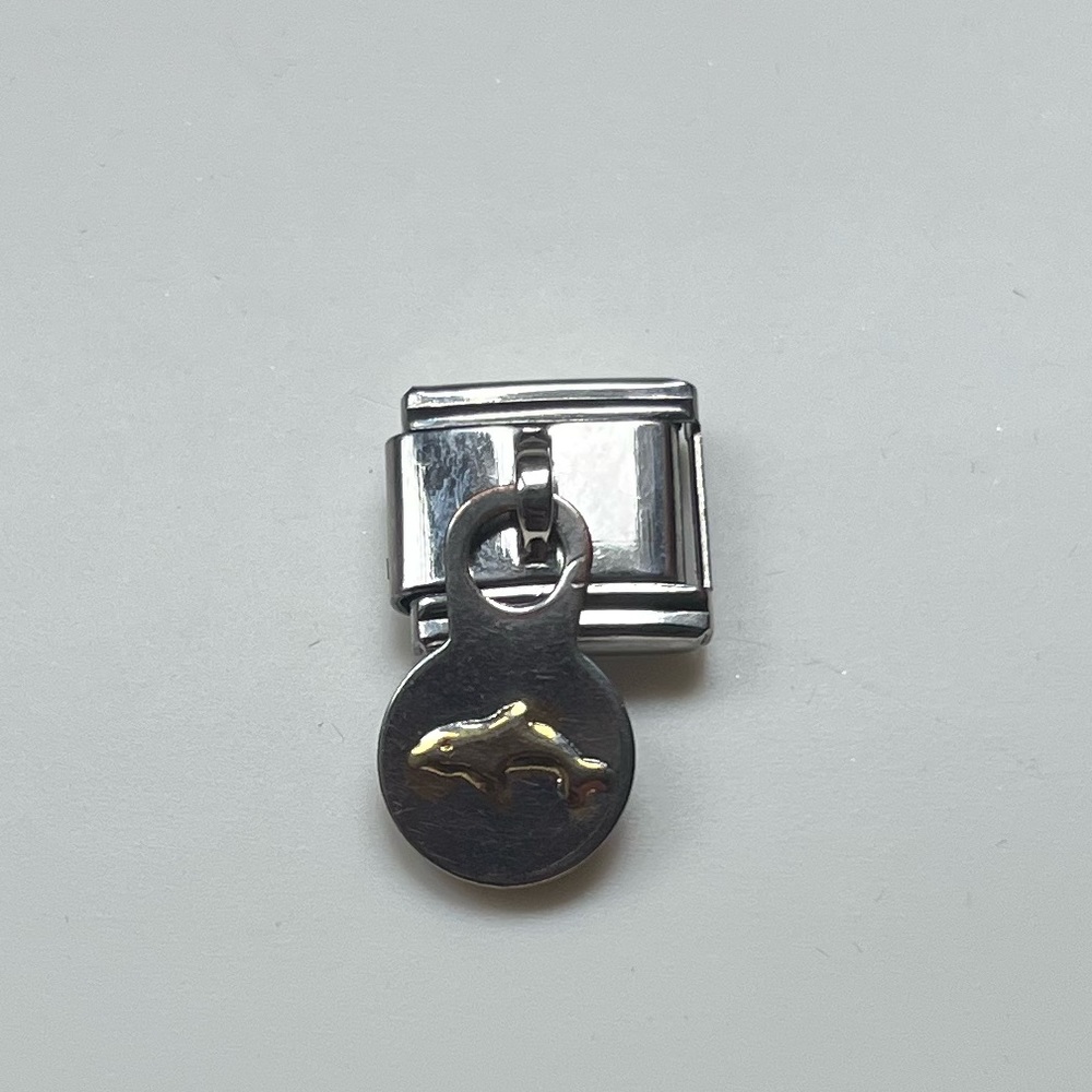 Dolphin - Italian dangle link charm for modular bracelet